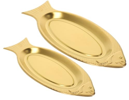 ULTECHNOVO 2piezas Plato Inoxidable Para Servir Pescado Diseño De Pez Para Cenas y Reuniones