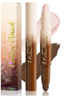 Stick Contouring Visage - Deux En Un Contouring Maquillage, Bronzer Stick Imperméable Et Durable, Formule De Correcteur Mat + Brillant, Convient Aux Visages Et Au Corps, Couverture Complète​ (#23, 5g)
