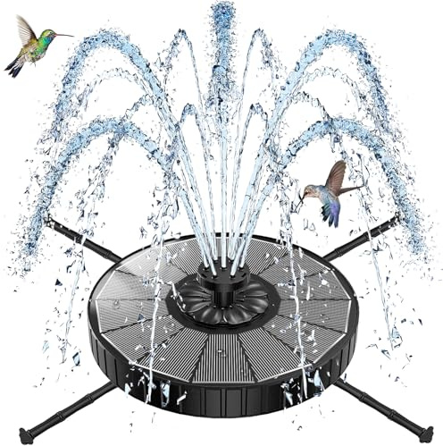 SZMP Fontaine Solaire Extérieure Flottante, 3.5W Pompe pour Bassin Jardin 2026 Améliorée, 3 Hauteurs de Jet, Fontaine Solaire avec 8 Buses & 4 Tiges Rotative pour Bain d'oiseaux Fontaines Extérieure