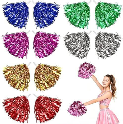 12Pcs Cheerleader Pom Poms, Cheerleading Pom Poms | for Sports Events, School Activities, Parties & Celebrations, Cheerleader Accessories