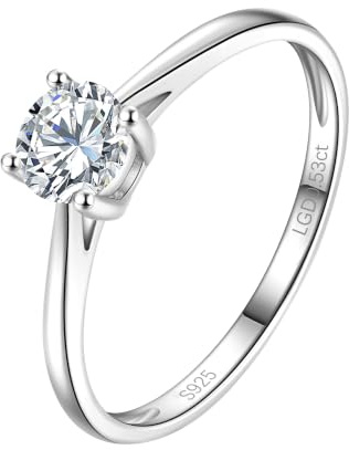 CRITI RORA 0.5 Carat Lab Grown Diamond Engagement Rings for Women,Size P