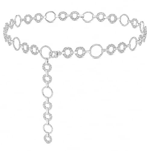 GHKJOK Bohemian-Inspired Circular Chain Belt with Metallic Sheen - Adjustable Waist Chain for Women, Vintage Minimalist Accessory for Dresses, Jeans & Casual Wear