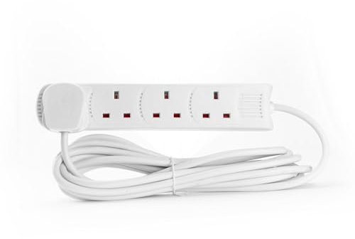 STATUS 4 Way Socket Extension Lead, 5m Cable Multi-Plug Power Strip for Home or Office, 13A 3120W Rated, Wall Mountable in White (4WS5M20)