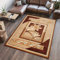 TAPISO Atlas Teppich Kurzflor Vierecke Herbst Blätter Beige Braun Bordüre Wohnzimmer Schlafzimer Vintage Modern ÖKOTEX 300 x 400 cm