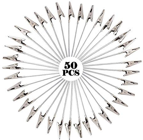 JIYUAN 50 Stück Metall-Foto-Klammern, Krokodilklemmen aus Stahl, Silberfarben, Linear, für Notizen, Fotos, Memoclips, Ton, Kuchen, Zubehör, Dekoration, Haus