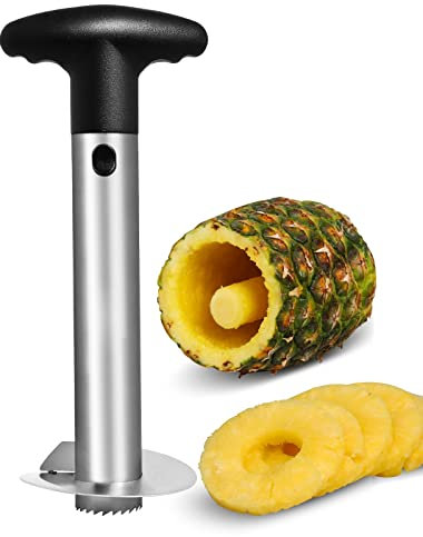Asdirne Ananas Schäler, Ananas Schneider mit Edelstahlklinge in Lebensmittelqualität und ABS-Griff, Ananasschäler, 24 cm, schwarz.