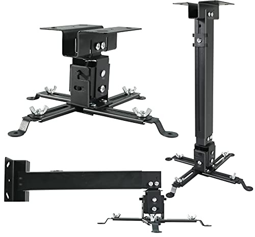 Homcine Universal Projector Ceiling or Wall Mount Black with Extendable Arms, Adjustable Height 16.9-25.6 inches Bracket, Low Profile Quick Release Projector Holder for Epson, Optoma, Benq, ViewSonic