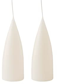 Kunstindustrien® Cone Shaped Candles, Made in Denmark, 43 colours available, Dripless & Smokeless Pillar Candles, Candles long burning 15 hours, Unscented Candle gift set, 2pcs. 6.5 x 16cm (Off White)
