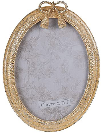 Clayre & Eef Bilderrahmen 13x18 cm Goldfarbig Kunststoff Oval Fotorahmen