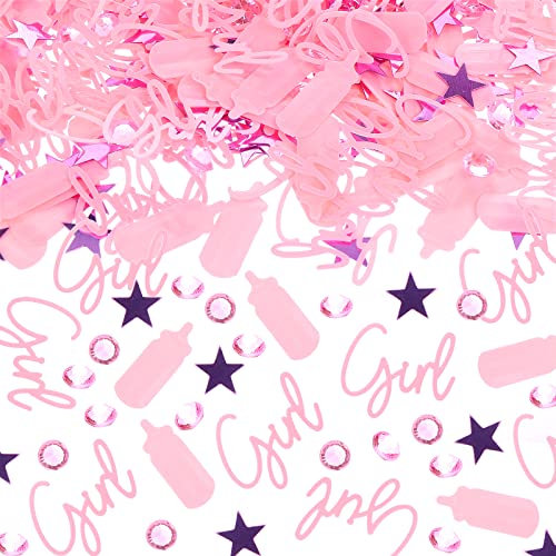 1000 pezzi Baby Shower coriandoli – rosa ragazza tavolo spargere decorazione per feste di genere