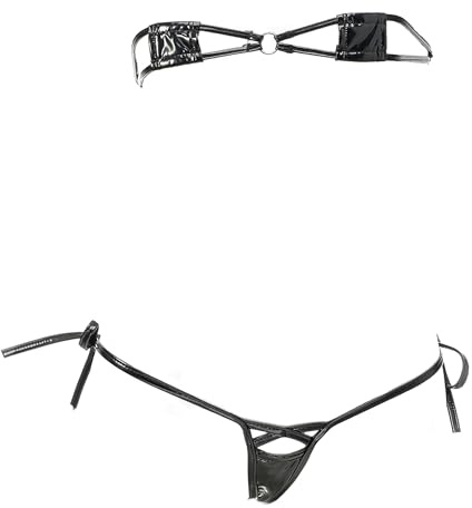 JasmyGirls Goth Micro Bikini String Mini Costume da Bagno Piccolo Perizoma Costume da Bagno Costumi da Bagno, Nero, XS-M
