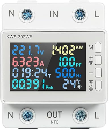 Tiardey WiFi Tuya Smart Meter Electricity Meter DIN Rail AC Meter HD Digital Colour Display Multifunctional Rail Voltage And Current Meter