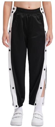 Sinleey Kids Boys Tear Away Basketball Pants Post Surgery Sweatpants Casual Athletic Joggers Pants Track Bottom Black 13-14 Years