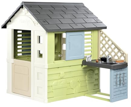 Smoby Life - Pretty Spielhaus mit Küche (110x127x145 cm) mit Mind. 50 Recycling-Anteil - wetterfestes Gartenhaus für Kinder mit Sommerküche - Outdoor-Kinderhaus für Garten oder Terrasse - ab 2 Jahre