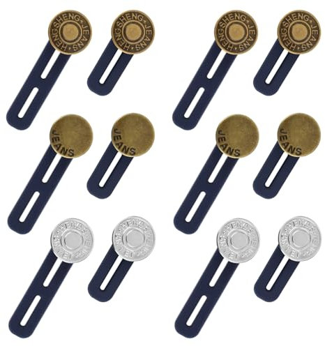 Heclia Hosenbunderweiterung 12 Stück Hose Knopf Verlängerung, Jeansknopfverlängerung Hosenbunddehner Zum Enger Machen Schwangerschaft Hosenerweiterung Jeans Damen Hosenbund Hosenknopf Verlangerung