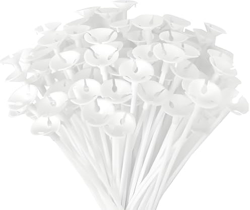 100 supporti trasparenti per palloncini in plastica, rinforzati e rigidi, per bastoni e supporti riutilizzabili, adatti per matrimoni, compleanni, decorazioni per festival, ecc.