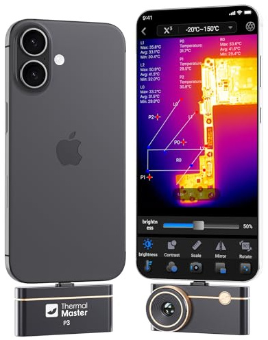 Caméra thermique Thermal Master P3 Caméra infrarouge pour iPhone 15/16 et Android Caméra Focus réglable X³ IR Résolution 512x384, -20℃-600℃ Inspection PCB 35mK