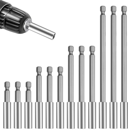 12 soportes magnéticos de puntas de 60/75/100/150 mm, extensión de broca para taladros, soporte magnético de 1/4 pulgadas, extensión de puntas hexagonal, cambio rápido para destornillador manual y