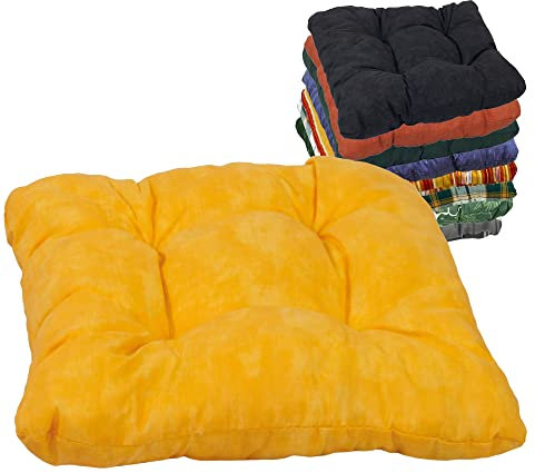 Beo Sitzpolster Gartenstuhl 36x36 atmungsaktiv | Made in EU | Gestepptes Outdoor Stuhlkissen waschbar | UV-beständiges Sitzkissen Stuhl ohne Ausbleichen | Sitzkissen Bank in Gelb