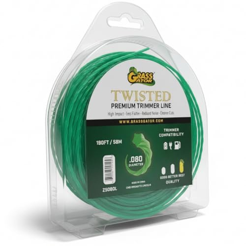 Grass Gator Z5080 Zip String Twisted Trimmer Line | 0.080 Inch Diameter | 190-Feet Small Donut Spool | for Gas, Electric & Battery Trimmers