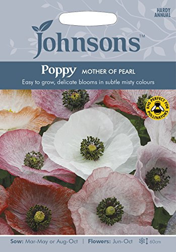 Johnsons 12973 Flower Seeds, Poppy Mother of Pearl, Mixed