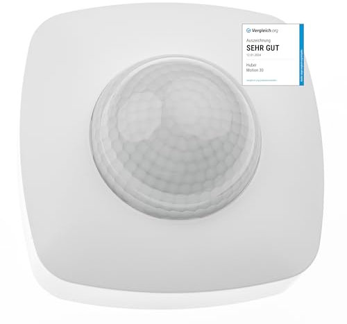 HUBER Motion 30 Präsenzmelder 360° für Innenbereich, Bewegungsmelder Deckenmontage mit 3 Sensoren und Matrixlinsen, IP20 I 230V, LED geeignet, 3-Draht-Technik