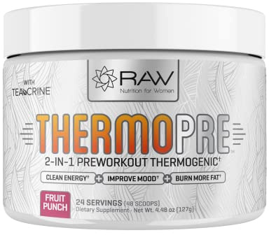 RAW Synergies Thermo Pre - Fitness Support Supplement for Active Lifestyles - Pre-Workout Thermogenic & Metabolic Support - Plant-Based, Natural Ingredients - Fruit Punch - 24 Servings