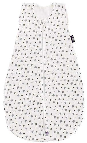 Träumeland S0300302 Sommerschlafsack LIEBMICH aus Tencel, Design weiß mit grauen Sternen, Größe 60 cm, mehrfarbig