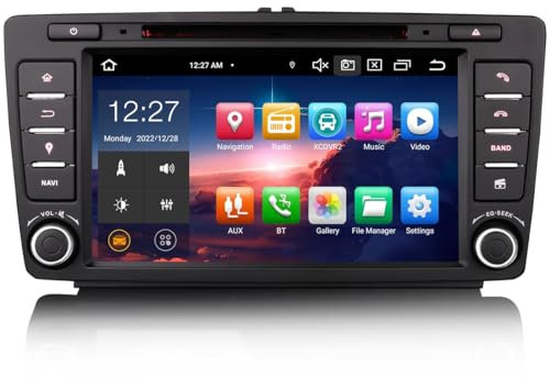 [4G+64G] Android 14 8 Core Autoradio für Skoda Yeti Octavia Rapid Roomster Superb Carplay Android Auto GPS Navi DSP Bluetooth 5.0 WiFi Dab+ TPMS DVR CD/DVD Grau