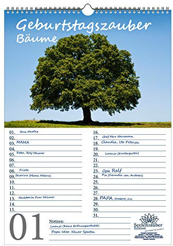 Födelsedagsplanerare Födelsedagskalender trädmagi DIN A3 kalender träd, träd och skog – själsälmagi