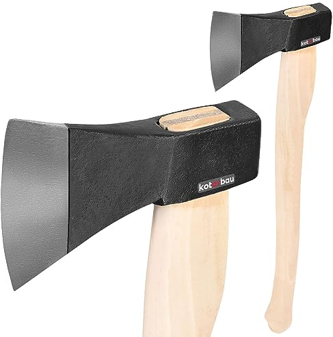 KOTARBAU® Ascia forgiata 1,2 kg Lunghezza totale 600 mm con manico in legno Ascia per spaccare il legno Ascia da spaccatura Martello da spacco Accetta per taglialegna