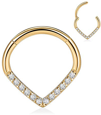 AROWRO Bijoux de piercing en forme de larme 16G pour septum en acier chirurgical 316L Anneaux de septum Daith Oreilles de piercing Nasal Clicker Septum Daith Rook Helix Lobe Piercing en cartilage