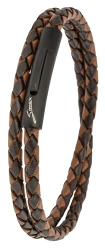 Simaru Lederarmband, 4mm geflochten zum Wickeln für Frauen & Männer, Echtleder-Wickelarmband mit Edelstahl Hakenverschluss, Premium-Qualität ((41cm Lenght - L), Braun mix)
