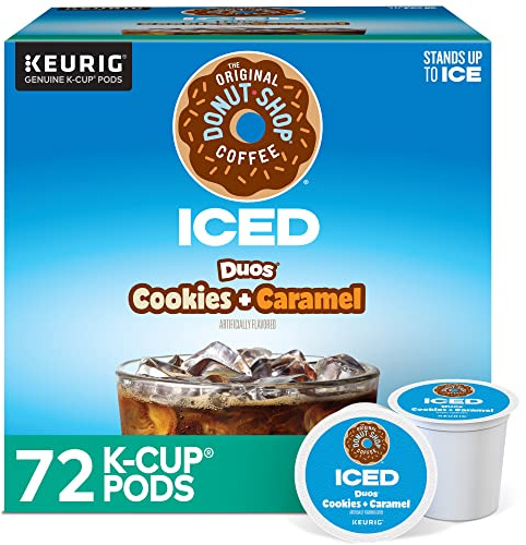 The Original Donut Shop ICED Duos Cookies + Caramel Coffee, Keurig Single Serve K-Cup Pods, 72 Count
