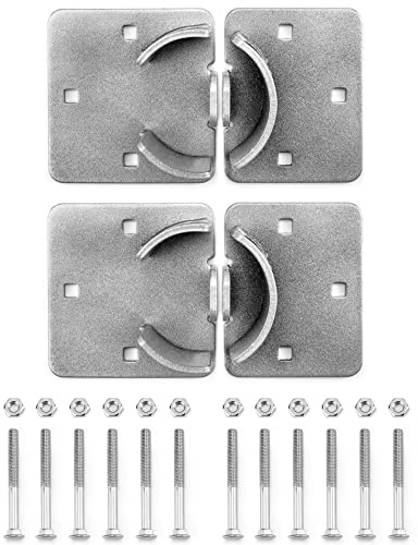 QWORK Heavy Duty Puck Lock and Hasp, 2 Pack High Security Steel Hidden Shackle Keyed Alike Padlocks with Keys for Trucks, Gates, Vans and Vending Machines