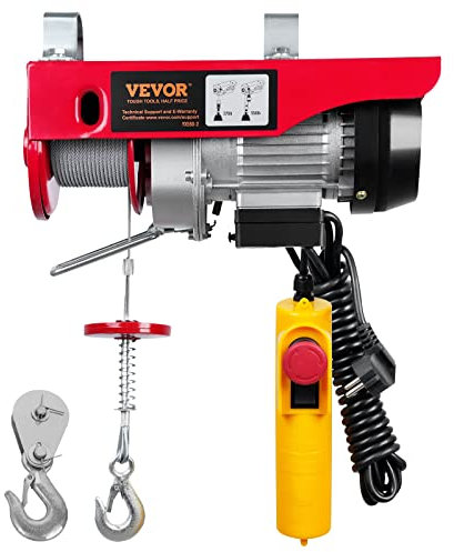 VEVOR Polipasto Eléctrico de Cable Capacidad de 250 kg Polipasto 510 W Altura de Elevación 12m Cable Único Motor de Cobre Puro para Garajes Almacenes Plantas