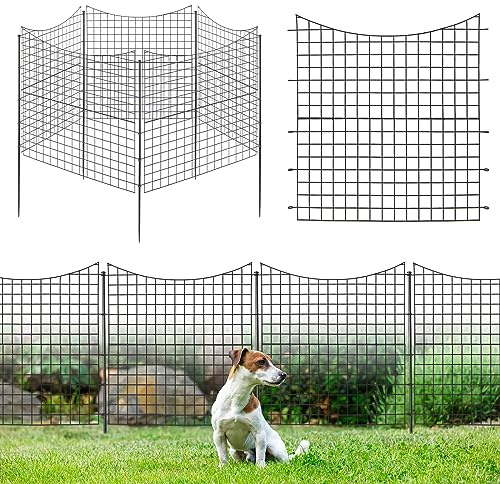 COSTWAY Vallas Metálica de Jardín Estanque, Valla Decorativa con 5 Paneles y 6 Estacas, Barrera de Exterior para Mascotas de 87 X 98 CM, Valla de Borde para Jardín, Barrera de Animales