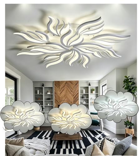 WSXEDC Dimmable Ceiling lamp LED White Ceiling Light 115W Large Living Room Ceiling Lighting Creative Modern Bedroom Light Ceiling DIY for Living Room Youth Room Dining Room Kitchen Ø105cm