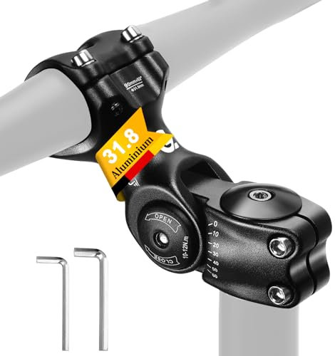 GUOOTU Fahrradlenker Vorbau 31.8, Lenkererhöhung Fahrrad 31.8mm*90mm, erhöhung Aluminium ± 60°Einstellbar, lenkervorbau verstellbar, Lenker erhöhen für MTB, Rennrad, BMX