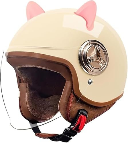 Integralhelm Jethelm - DOT/ECE Jethelm Retro Motorradhelm Cruiser Chopper Scooter Crash Jet Halbschalenhelm für Männer Frauen E3