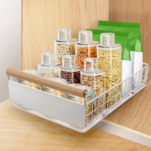 AirOpen Cajón Extraíble para Cocina, Bandeja Extraible Armario cocina de Acero al Carbono, Cajón Telescópico Ultrasilencioso, Apto para Baño, Despensa, 40 cm x 23 cm x 11 cm