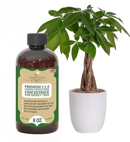 Premium Liquid Money Tree Plant Fertilizer - 3-1-2 Concentrate for Indoor Plants and Flowers by GardenNova | Organic Plant Food for Money Tree - 8oz