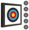 THREE ARCHERS Zielscheibe Bogenschießen 50x50cm Zielscheibenset Leichte und Langlebige Hochdichte Schaumscheibe mit 5 Auflagen und 4 Scheibennägeln für Bogensport Ziel