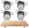 ElevateTech Lot de 4 roulettes pivotantes pour meubles, mini roulettes pivotantes plates en acier inoxydable, adaptées pour bureau, meubles de cuisine, tables, tiroirs, chariots, armoires et étagères