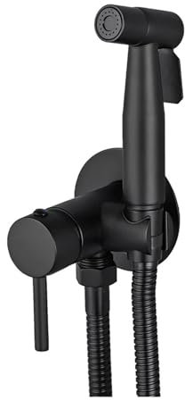 Grifos de cocina, Grifo de bidé de latón rociador grifo de bidé de inodoro portátil negro, válvula mezcladora de baño de agua fría y caliente ducha higiénica,Flexibilidad inigualable