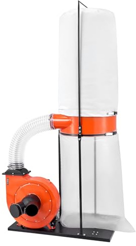 VEVOR Collettore di Polvere a Cono Vortex per Trucioli di Legno, Sistema di Raccolta Polvere per Lavorazione del Legno da 2,0 CV con Sacco Raccoglitore da 132,5 L Sacco Filtro 159L, Garage, Officina
