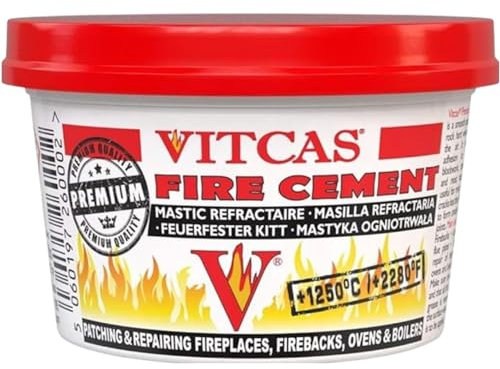 VITCAS Cemento antincendio: Adesivo Resistente alle Alte Temperature da 500 g per sigillare e Riparare camini, stufe, caldaie e camini, Ideale per resistere al Calore Intenso e prevenire perdite