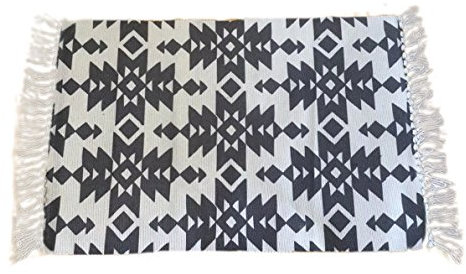 Duoshida Couverture tissée à la main (100 % coton peigné) pour yoga, méditation, plage, fête, noir, 47 * 71
