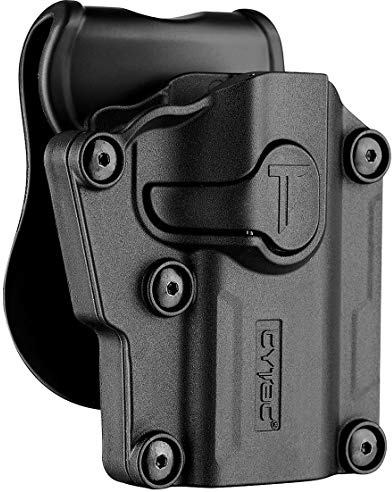 Mega-Fit Paddle Holster Fit Most Popular Full Size and Compact Pistols, Trigger Guard Locking System Level Ⅱ Retention, Right Hand Black