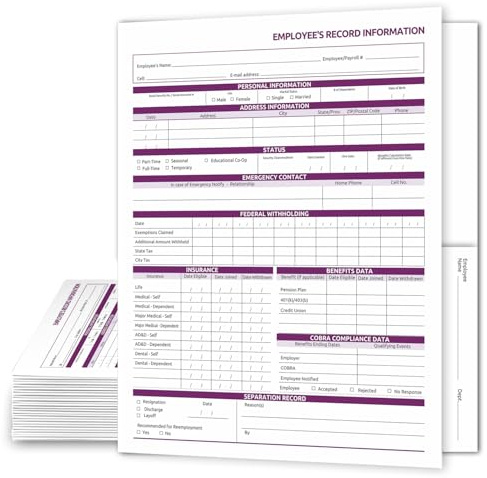 NextDayLabels Employee Personnel File Folders - 25-Pack Preprinted HR Folders with Secure Internal Pockets - Heavyweight White Cardstock for Discreet Employee Records - Made in USA